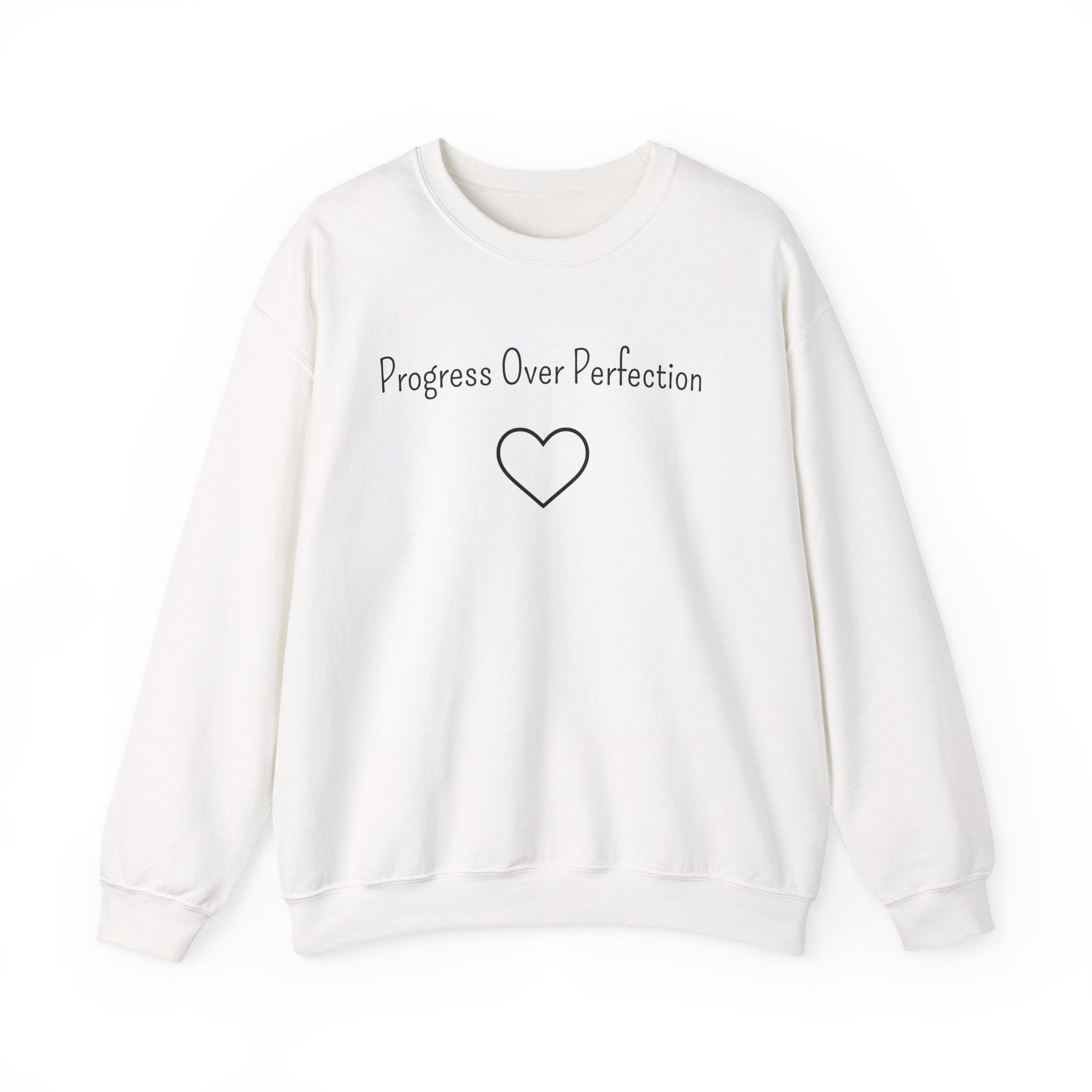 Progress Over Perfection Sweatshirt — Inspirational Crewneck with Heart Graphic